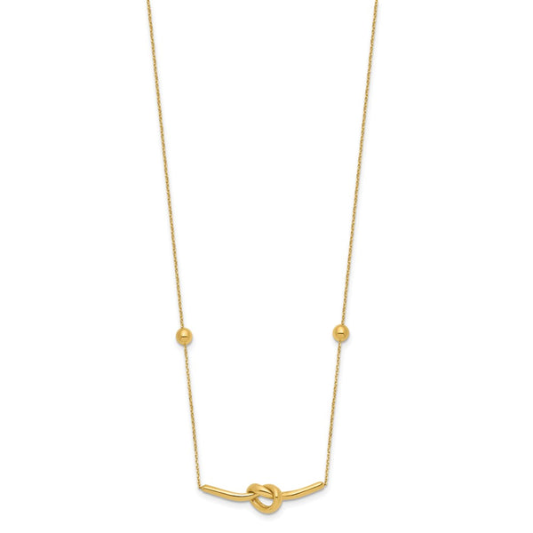 14K Gold Polished Knotted Pendant Necklace - 16" + 2" Extension