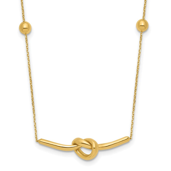 14K Gold Polished Knotted Pendant Necklace - 16" + 2" Extension