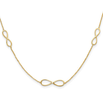 Shop 14K Gold Polished Infinity Station Necklace - 16" + 2" Extension, Stylish Value!