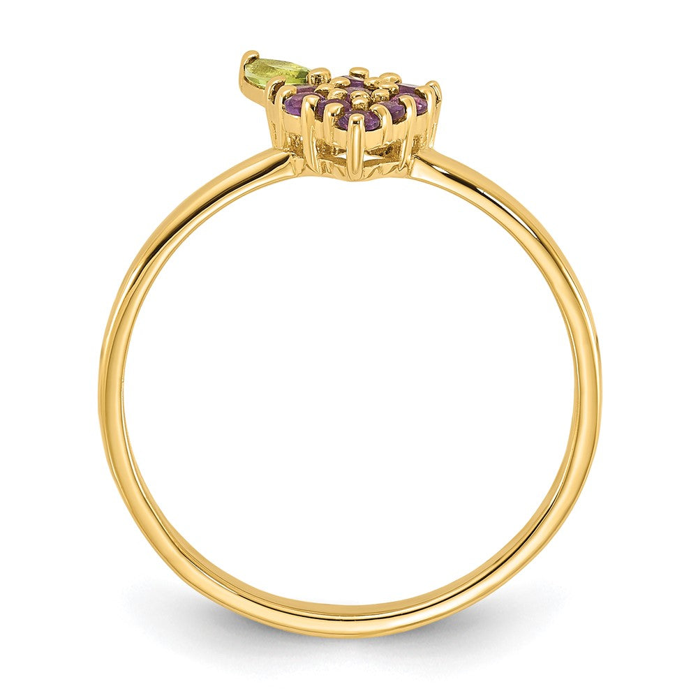Exclusive 14K Gold Amethyst & Peridot Grape Cluster Ring - Stylish Value