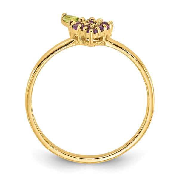 14K Gold Amethyst & Peridot Grape Cluster Ring
