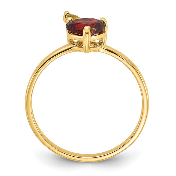 14K Gold Apple Ring with Garnet & Peridot Accents