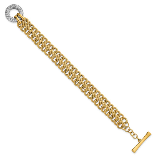 Exclusive 14K White Rhodium-Plated 12.25mm Textured Chain Bracelet - Stylish 7.5 Inches