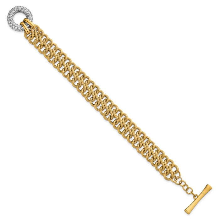 Exclusive 14K White Rhodium-Plated 12.25mm Textured Chain Bracelet - Stylish 7.5 Inches-2