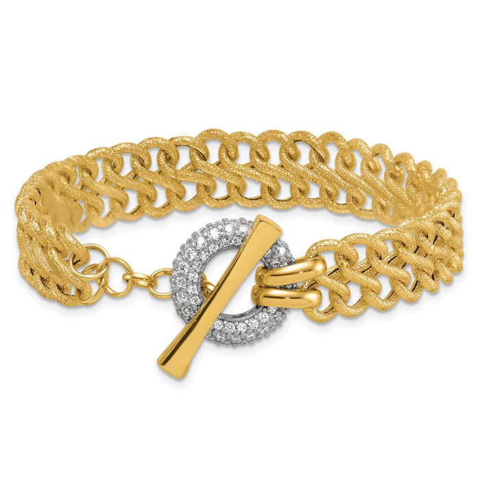 Exclusive 14K White Rhodium-Plated 12.25mm Textured Chain Bracelet - Stylish 7.5 Inches-3