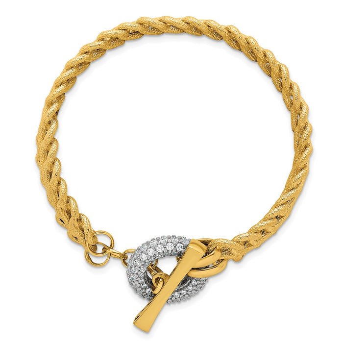 Exclusive 14K White Rhodium-Plated 12.25mm Textured Chain Bracelet - Stylish 7.5 Inches-4