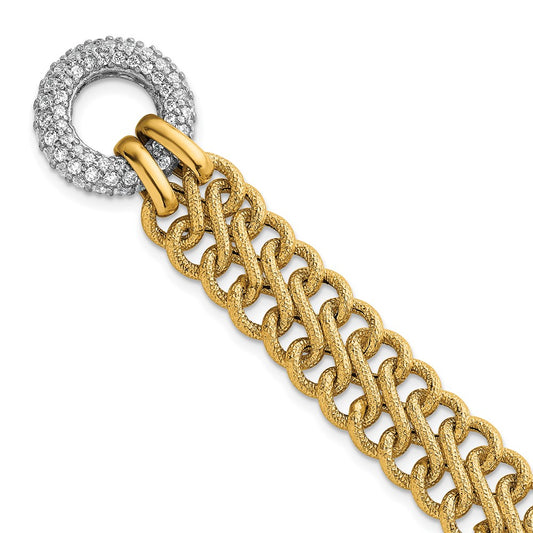Exclusive 14K White Rhodium-Plated 12.25mm Textured Chain Bracelet - Stylish 7.5 Inches