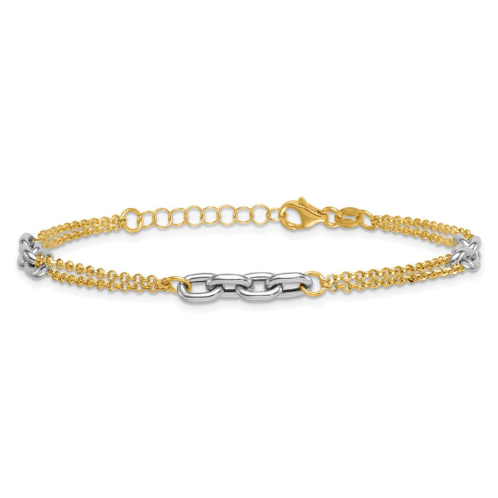 Buy Stylish 14K Two-Tone Polished Fancy Oval Link Bracelet, 7.25" + 1" Ext-3