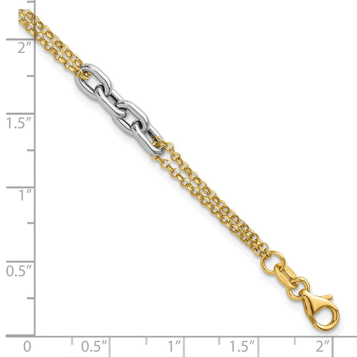 Buy Stylish 14K Two-Tone Polished Fancy Oval Link Bracelet, 7.25" + 1" Ext-5