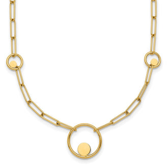 Shop 14K Gold Polished Circle & Paper Clip Link Necklace - 16.75" Stylish Value