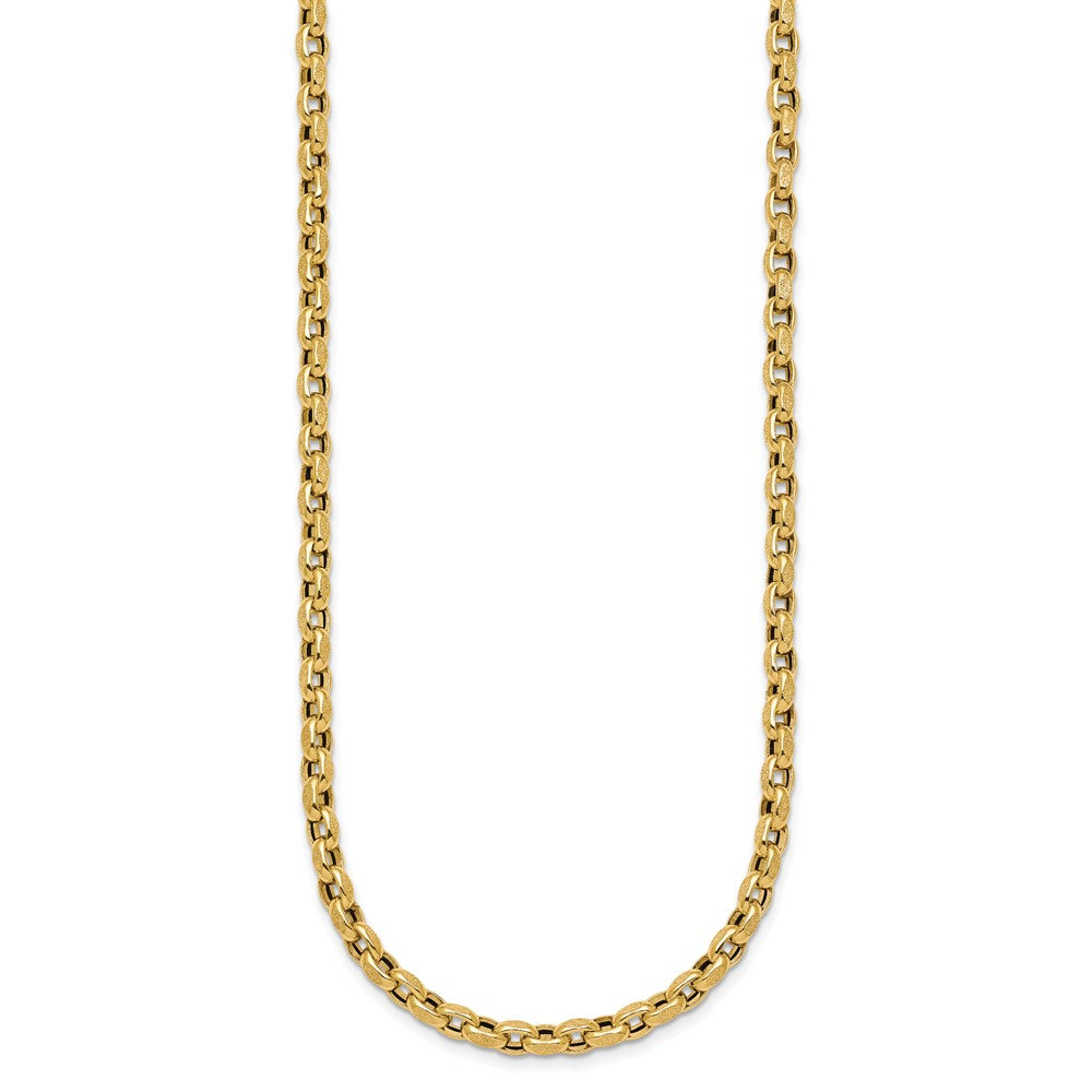 High-Quality 14K Gold Fancy Textured Rolo Link Necklace - 17.25 Inches, Stylish Value