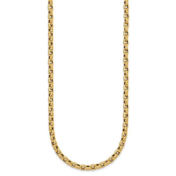 14K Gold Fancy Textured Rolo Link Necklace - 17.25 Inches