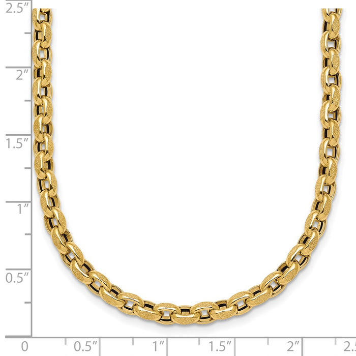 High-Quality 14K Gold Fancy Textured Rolo Link Necklace - 17.25 Inches, Stylish Value-5