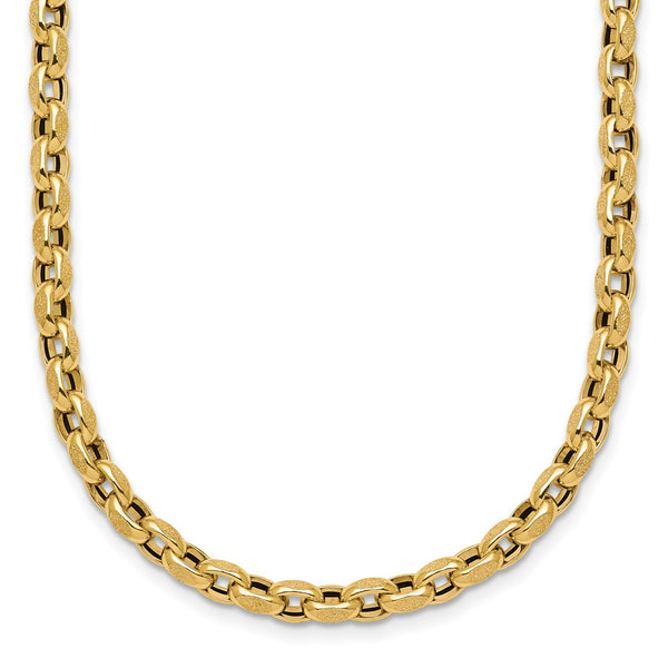 14K Gold Fancy Textured Rolo Link Necklace - 17.25 Inches