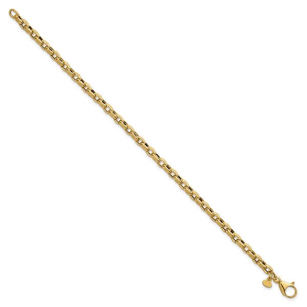 14K Gold Polished Rolo Link Bracelet - 7.75 Inches