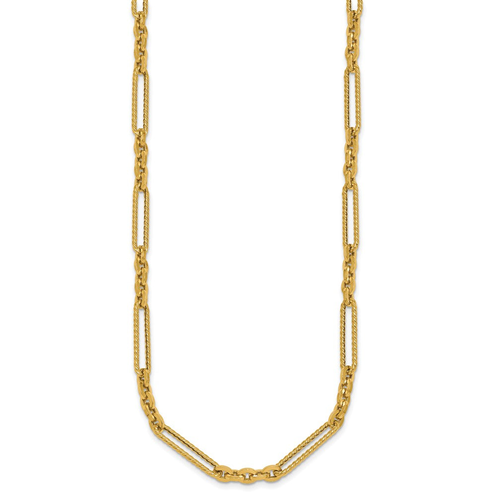 Exclusive 14K Gold Fancy Link Toggle Necklace - 18" Stylish Design, Affordable!