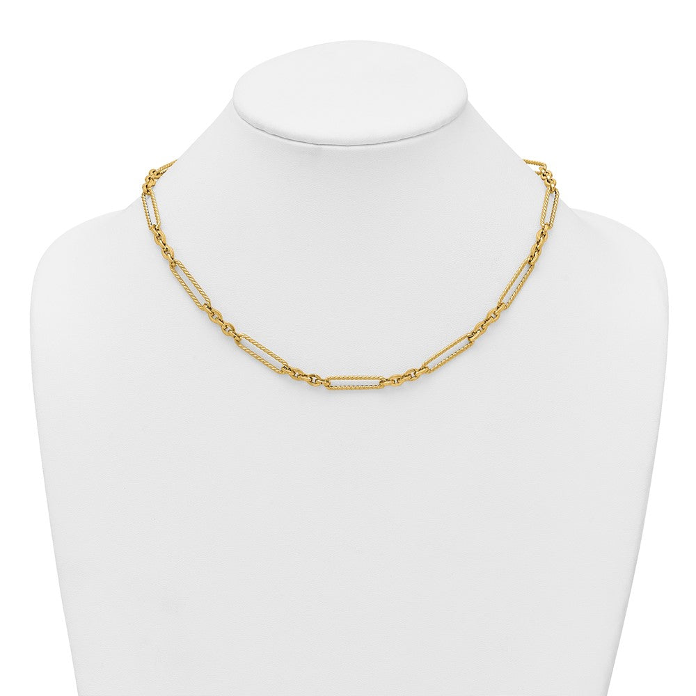 Exclusive 14K Gold Fancy Link Toggle Necklace - 18" Stylish Design, Affordable!