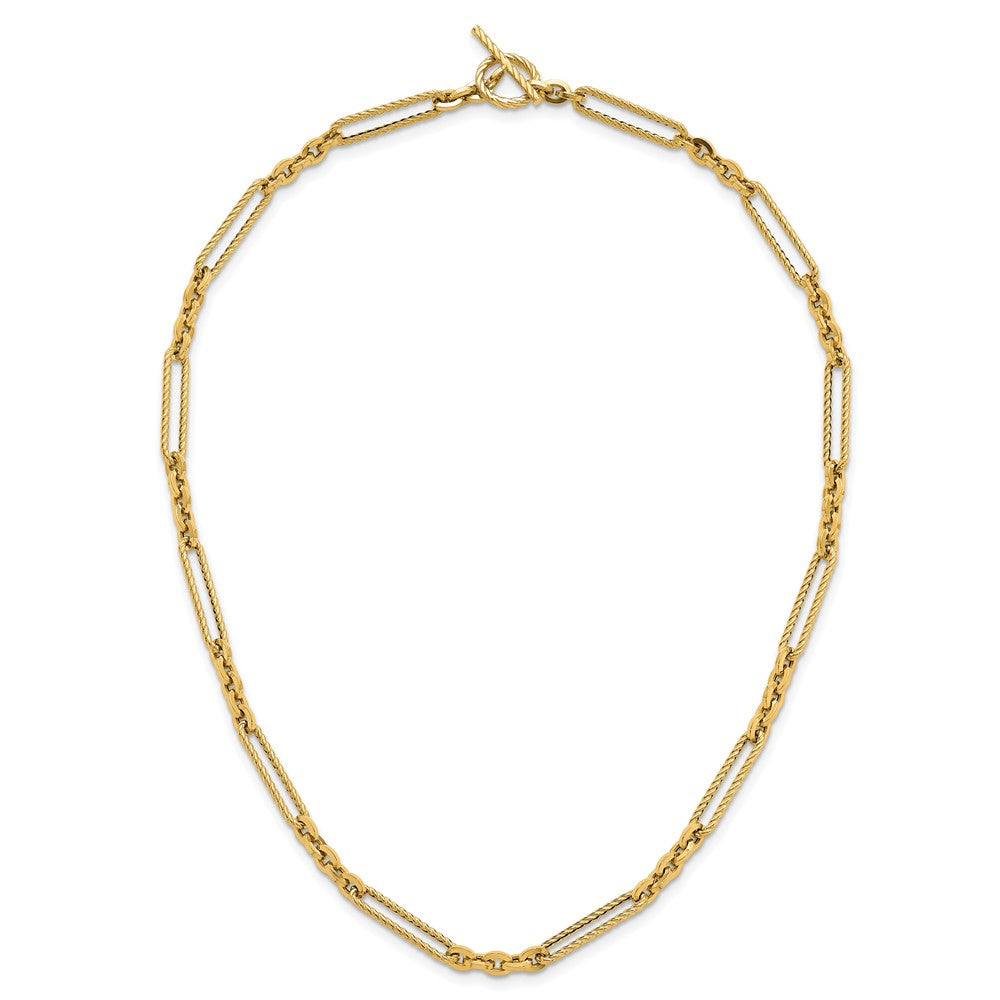 Exclusive 14K Gold Fancy Link Toggle Necklace - 18" Stylish Design, Affordable!