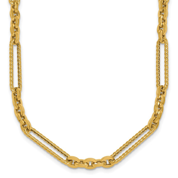 14K Gold Fancy Link Toggle Necklace - 18"