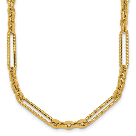 Exclusive 14K Gold Fancy Link Toggle Necklace - 18" Stylish Design, Affordable!