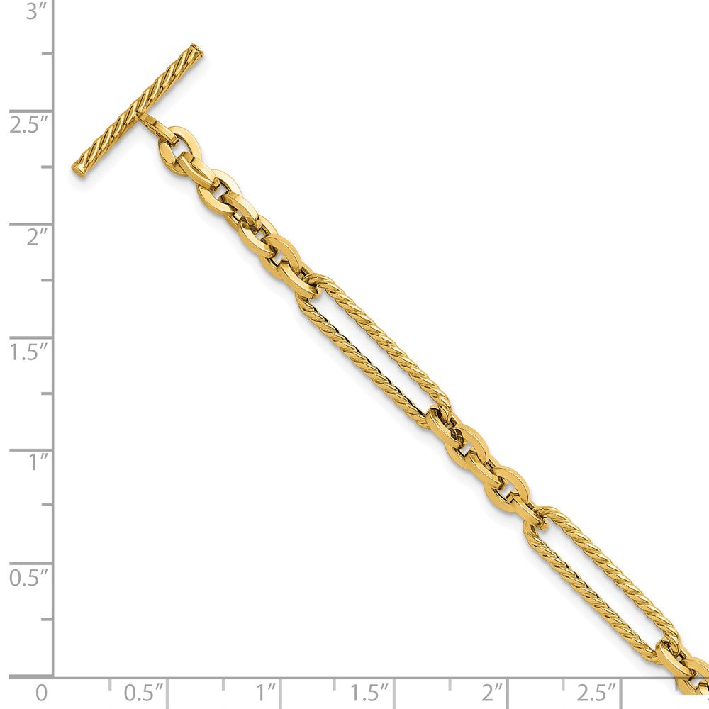 Exclusive 14K Gold Polished & Textured Fancy Link Bracelet - 7.5 Inches, Stylish Value