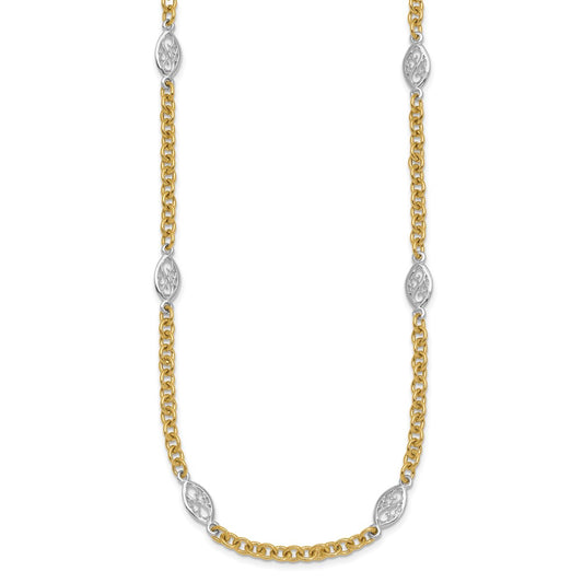 Shop 14K Two-Tone 6.5mm Fancy Cable Chain Necklace with Filigree Pendant