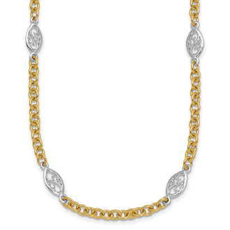 Shop 14K Two-Tone 6.5mm Fancy Cable Chain Necklace with Filigree Pendant
