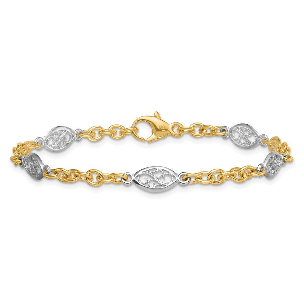 Shop Stylish 14K Two-Tone Polished 6.5mm Cable Chain Bracelet - 7.25" Value