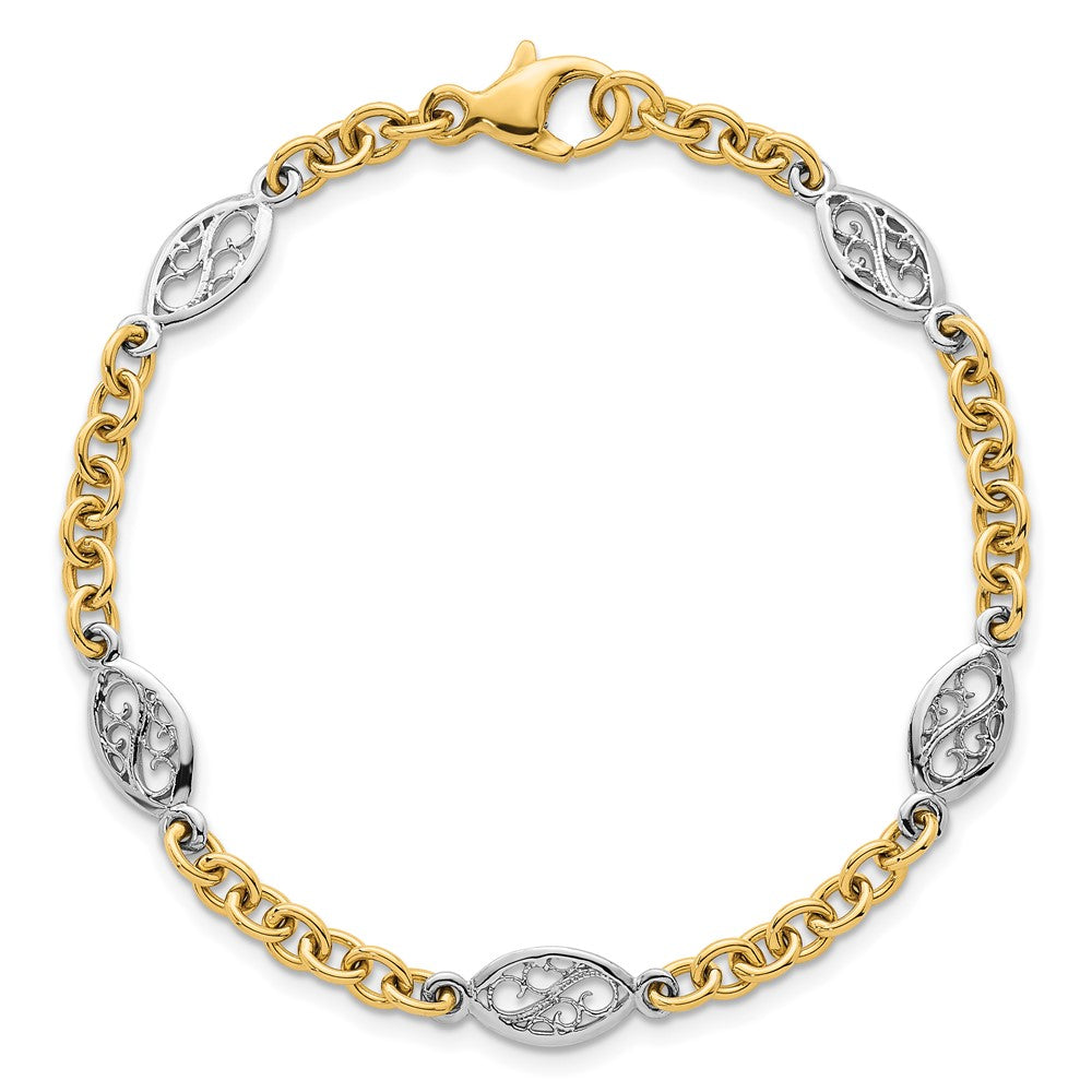 Shop Stylish 14K Two-Tone Polished 6.5mm Cable Chain Bracelet - 7.25" Value