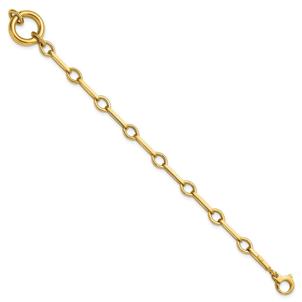 14K Gold Polished Long Link Bracelet - 7.75 Inches