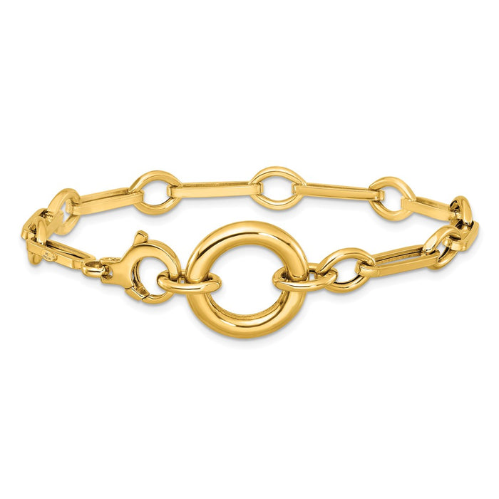 Shop Stylish 14K Gold Polished Long Link Bracelet - 7.75 Inches, Luxury Design-3