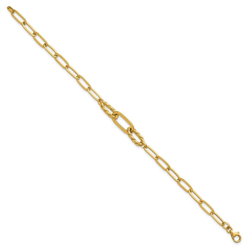 Shop Stylish 14K Gold Polished Fancy Oval & Twisted Link 7.5-Inch Bracelet