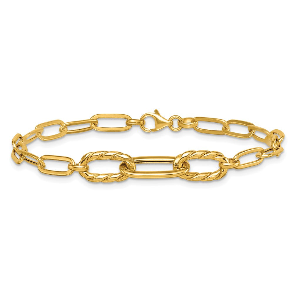 Shop Stylish 14K Gold Polished Fancy Oval & Twisted Link 7.5-Inch Bracelet