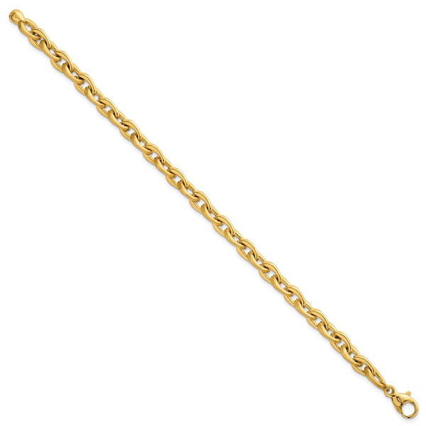14K Gold 6.5mm Fancy Cable Chain Bracelet - 7.5" Length