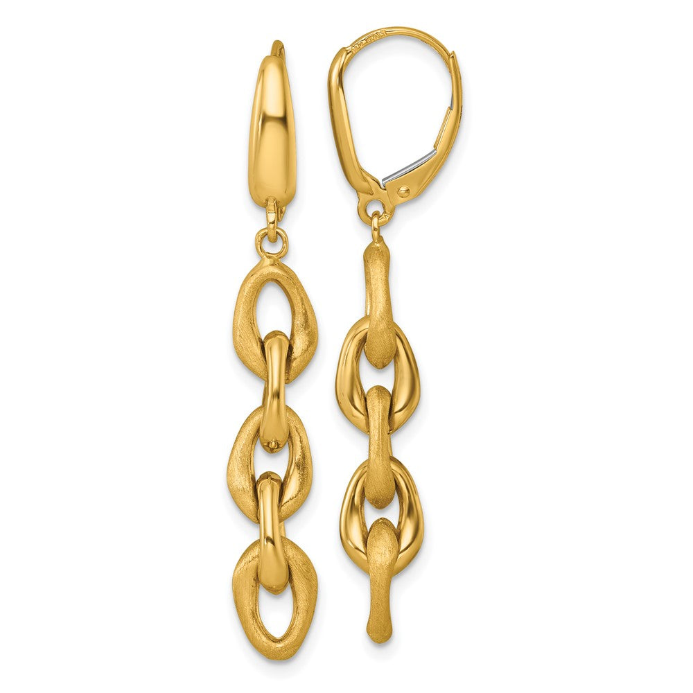 Buy Stylish 14K Gold Polished & Brushed Chain Leverback Dangle Earrings