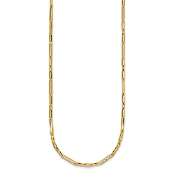 14K Gold Polished Paperclip Link Necklace - 17 Inches