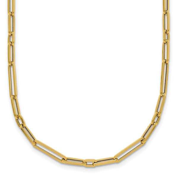 14K Gold Polished Paperclip Link Necklace - 17 Inches