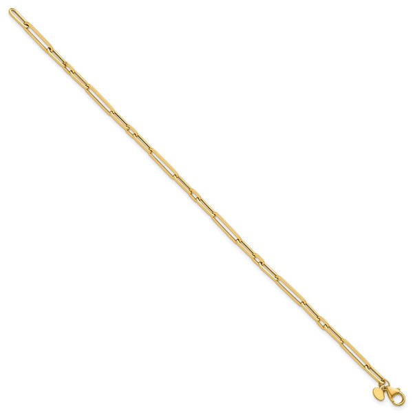 14K Gold Paperclip Link Bracelet - 7.5 Inches