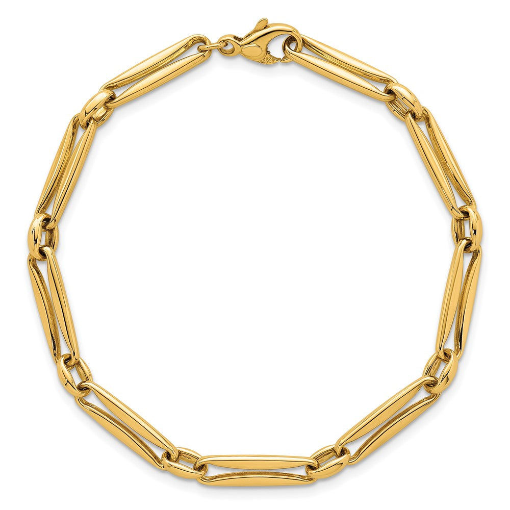 Exclusive 14K Gold 5mm Long & Round Link Bracelet - 7.5 Inches, Stylish Value