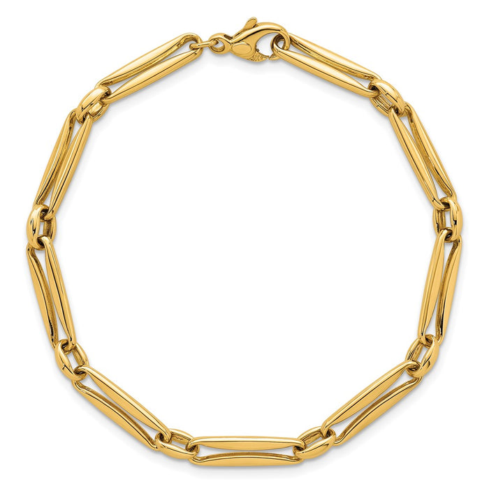 Exclusive 14K Gold 5mm Long & Round Link Bracelet - 7.5 Inches, Stylish Value-4