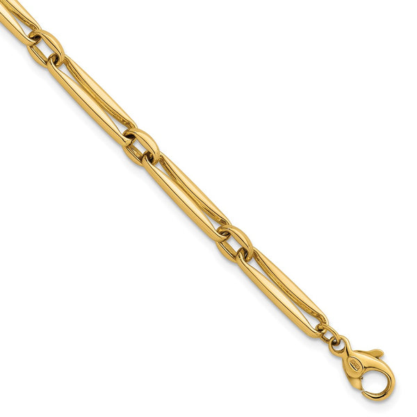 14K Gold 5mm Long & Round Link Bracelet - 7.5 Inches