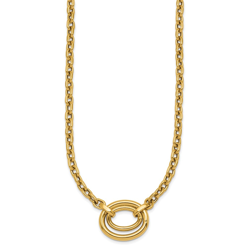 Exclusive 14K Gold Polished Double Oval Necklace - 17.5" with Stylish Extension