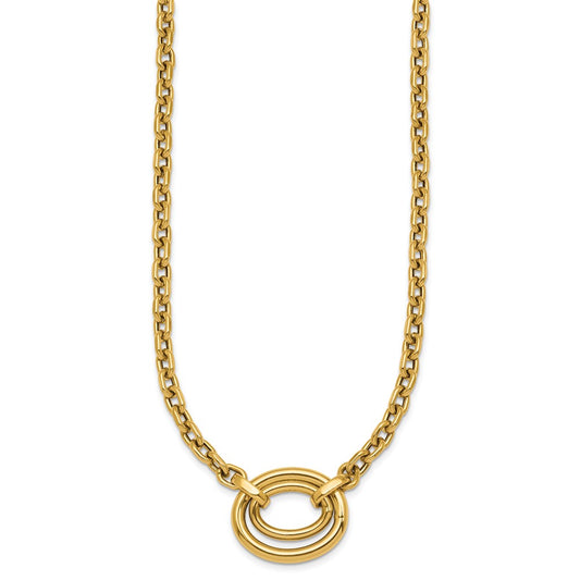 Exclusive 14K Gold Polished Double Oval Necklace - 17.5" with Stylish Extension