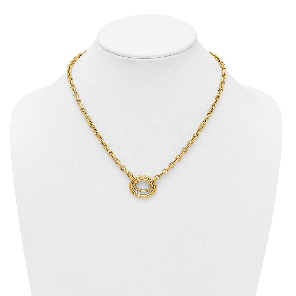 Exclusive 14K Gold Polished Double Oval Necklace - 17.5" with Stylish Extension