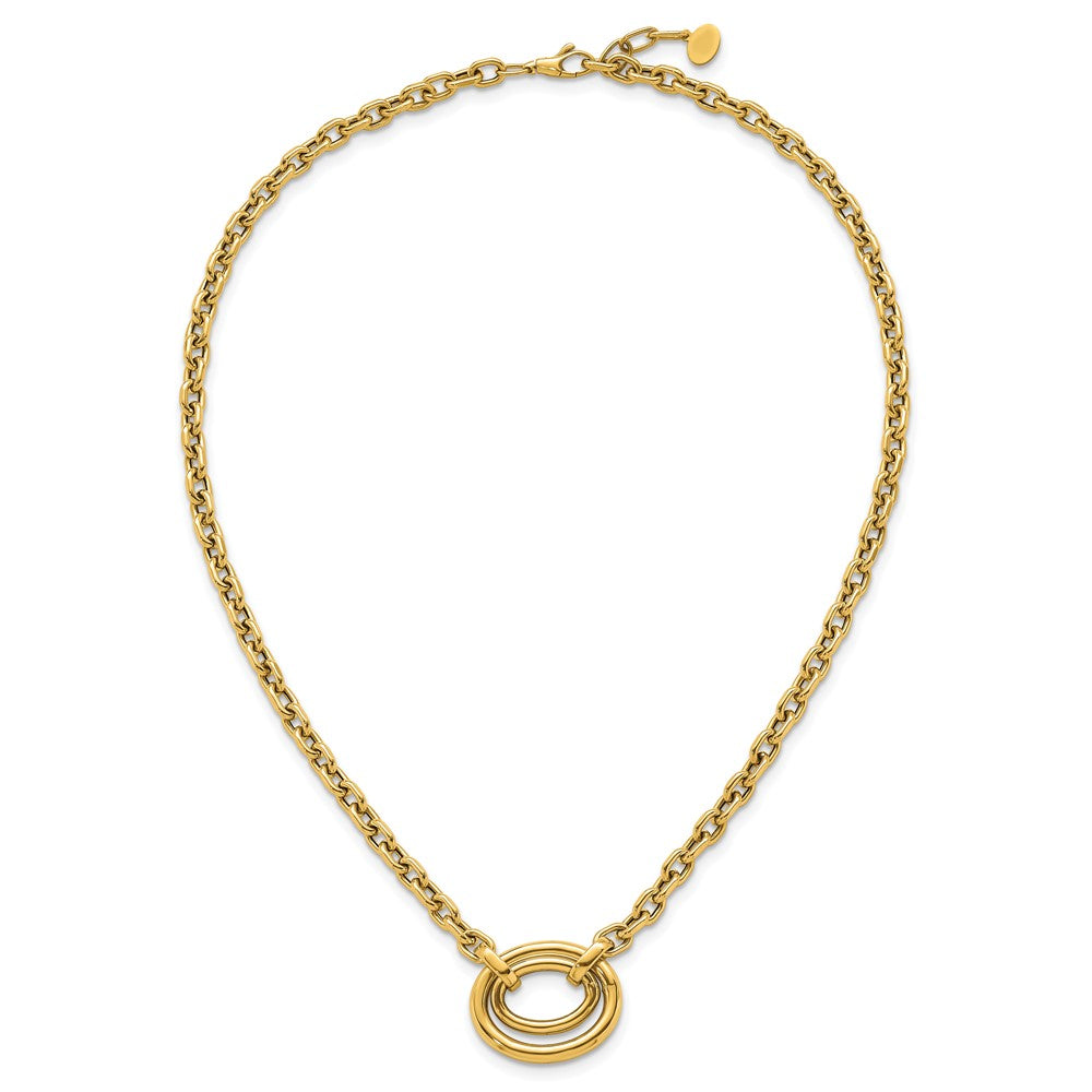 Exclusive 14K Gold Polished Double Oval Necklace - 17.5" with Stylish Extension