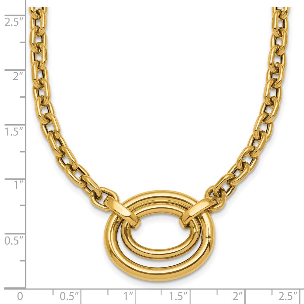 Exclusive 14K Gold Polished Double Oval Necklace - 17.5" with Stylish Extension