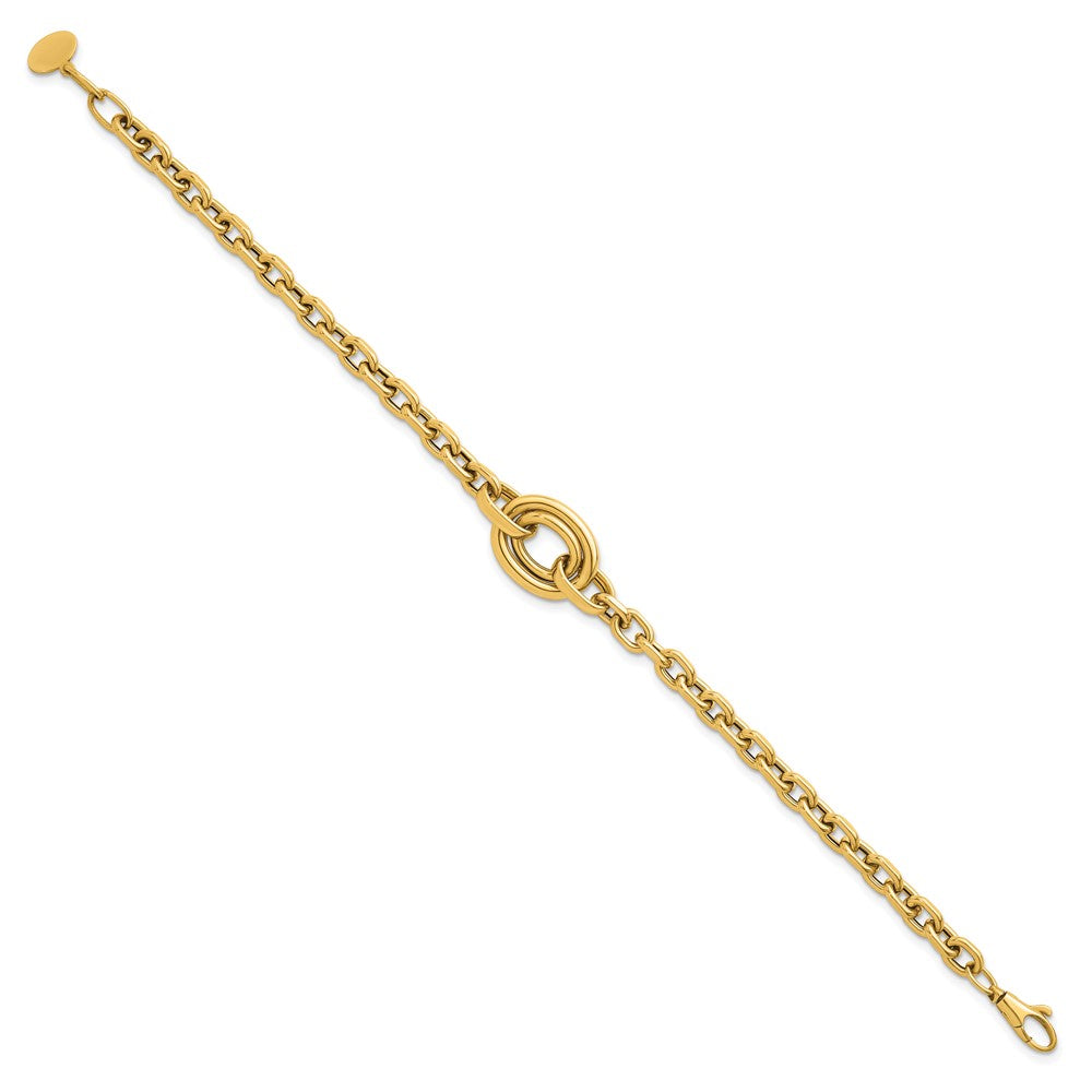 Shop 14K Gold Polished Double Circle Bracelet - 7.25" + 0.25" Extension, Stylish