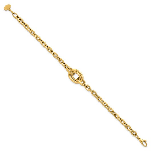 Shop 14K Gold Polished Double Circle Bracelet - 7.25" + 0.25" Extension, Stylish