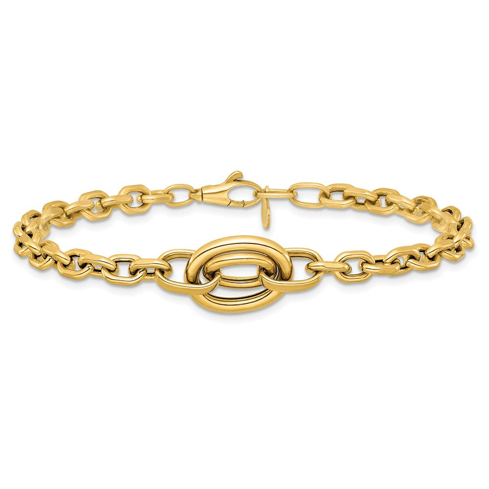 Shop 14K Gold Polished Double Circle Bracelet - 7.25" + 0.25" Extension, Stylish