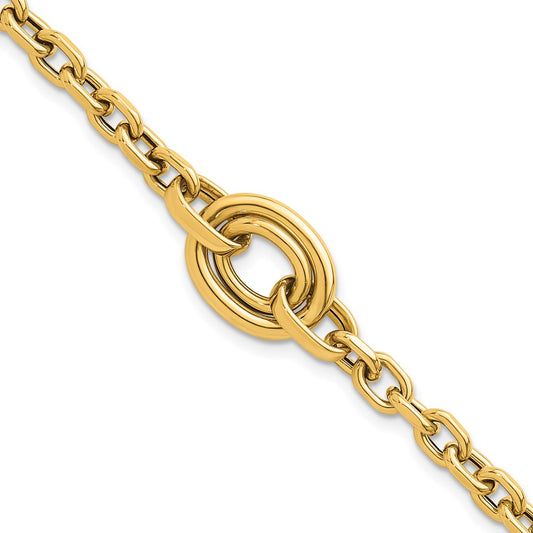 Shop 14K Gold Polished Double Circle Bracelet - 7.25" + 0.25" Extension, Stylish